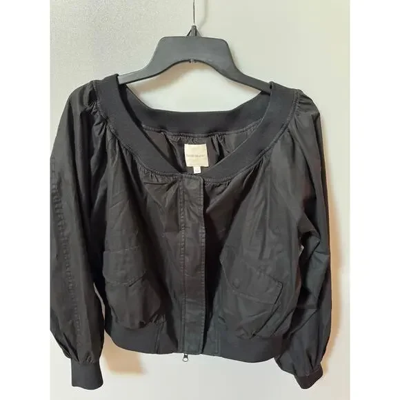 Favorite Daughter Black Off the Shoulder Bomber Jacket - Small (New) - Picture 6 of 9